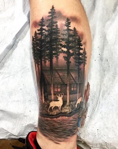 Forest Cabin Tattoo
